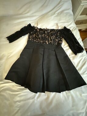 Macys Plus Size Black Lace Off-Shoulder Fit & Flare Dress